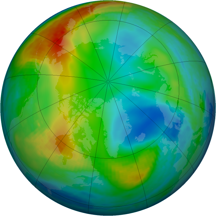 Arctic ozone map for 21 December 1999